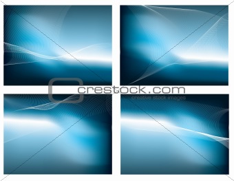 Blue and black grad mesh background set of 4
