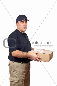 Courier delivering a package