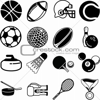 series of icons or design elements relating to sports