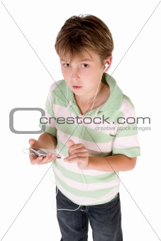 Boy holding mp3 player