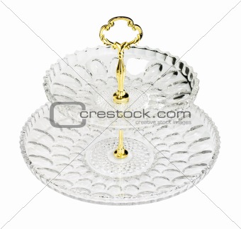 empty glass plate with gold core