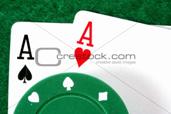 Aces and poker chips