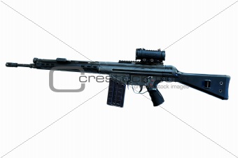 automatic carbine 4 whit red dot sighting
