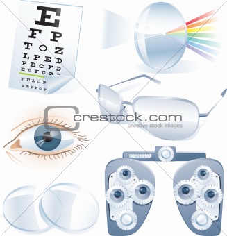 Ophthalmology vector icon set