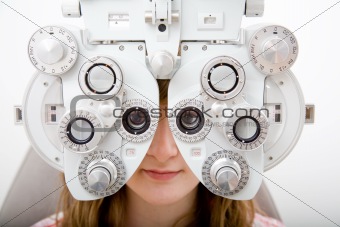 Patient in ophthalmology lab
