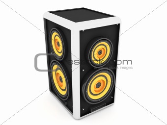 three dimensional front view of sound box