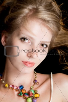 Portrait of the beautiful young blonde. Isolated 