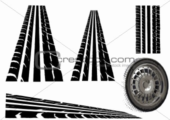 Car Tyre and tyre tracks