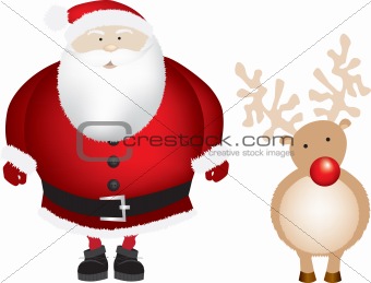 santa and rudolph isolated