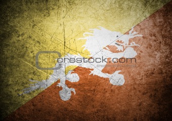 flag of Bhutan on old wall background, vector wallpaper