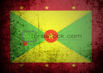flag of Grenada on old wall background, vector wallpaper