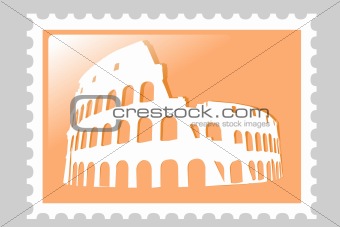 Colosseum Amphitheater. Postage stamp.