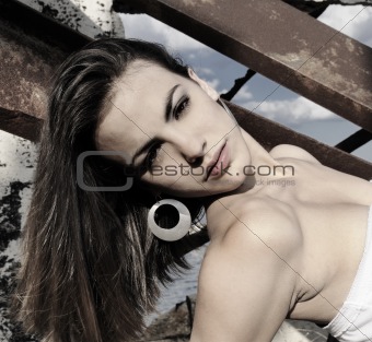 Beauty over grunge background