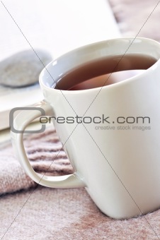 Relaxing reading with tea