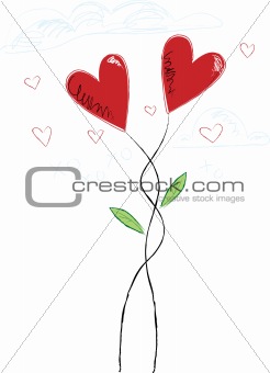 Sketchy Doodle Hearts Growing like flowers