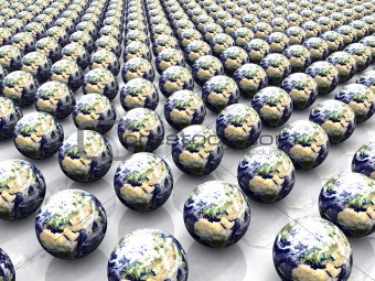 Array of Earth globes