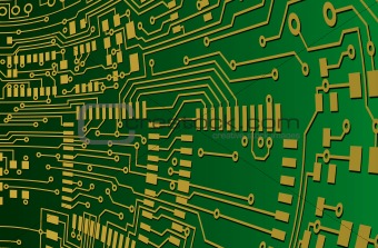 Green and Gold Circuit Board Background