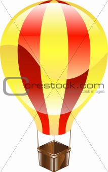 Shiny hot air balloon icon illustration