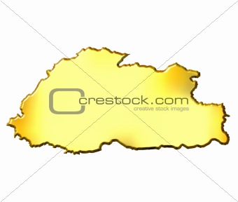 Bhutan 3d Golden Map