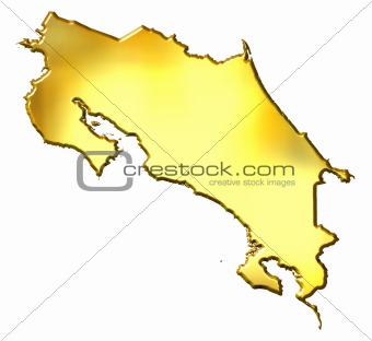 Costa Rica 3d Golden Map