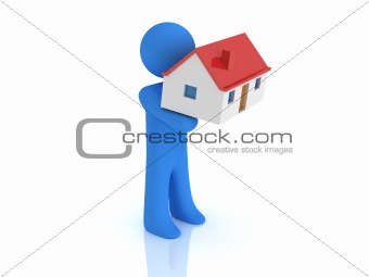 Person and house