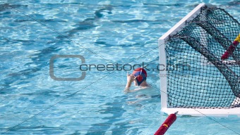 Waterpolo goalie at the ready