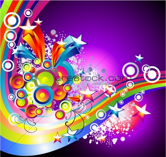 Absrtact Rainbow Stars Background
