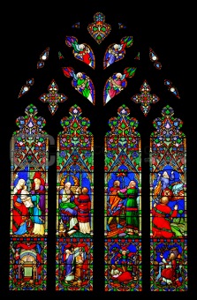 Stained glass window in Chester Cathedral, UK