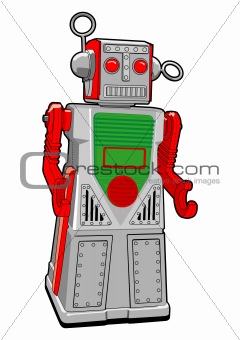 Tin Toy Robot in Vector