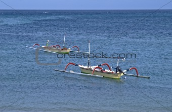 Indonesian traditional boats near coast
