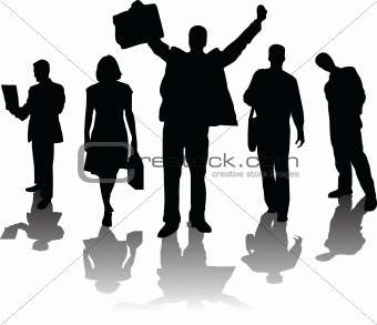 Five silhouettes business people