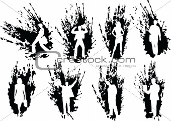 Silhouettes business people in splats