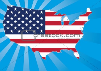 US Map with Stars and Stripes Flag