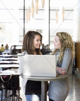 Two girls with a computer