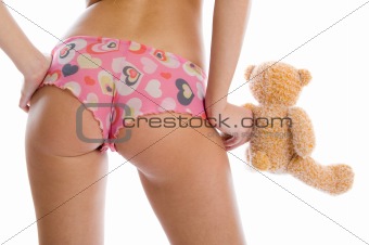 Sexy girl and toy bear