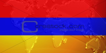 Armenia flag metallic map