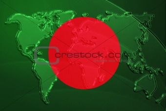 Flag of Bangladesh metallic map