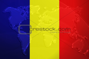 Flag of Chad metallic map