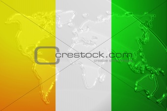 Flag of Ivory Coast metallic map