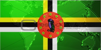 Flag of Dominica metallic map