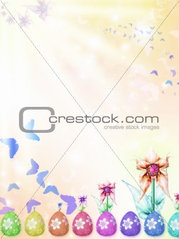 East r background with eggs  and flowers