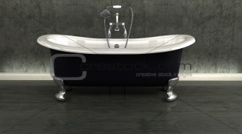 classic roll top bath and taps with shower attatchment in contemporary  interior