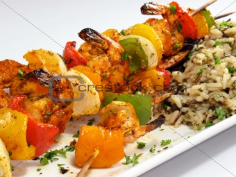 Shrimp Kebabs with Rice