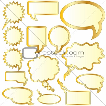Gold speech or thought bubble stickers