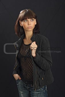 Young beautiful woman in jacket