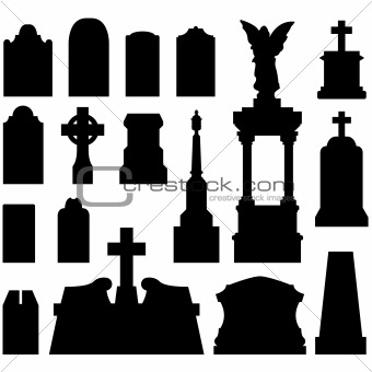 Tombstones and grave monuments in vector