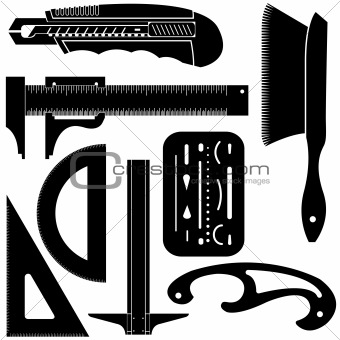 Drafting tools in vector silhouette