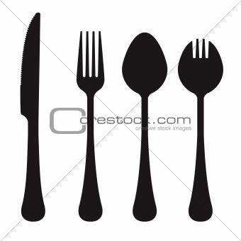 Knife, spoon, fork, and spork