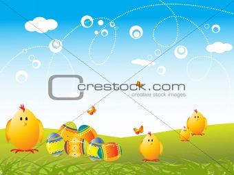 vector background of easter family