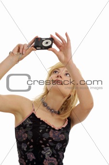 Blond model with camera
